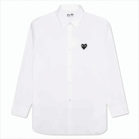 Comme Des Garçons Long-Sleeve Cotton Shirt With Emblematic Heart - NWT